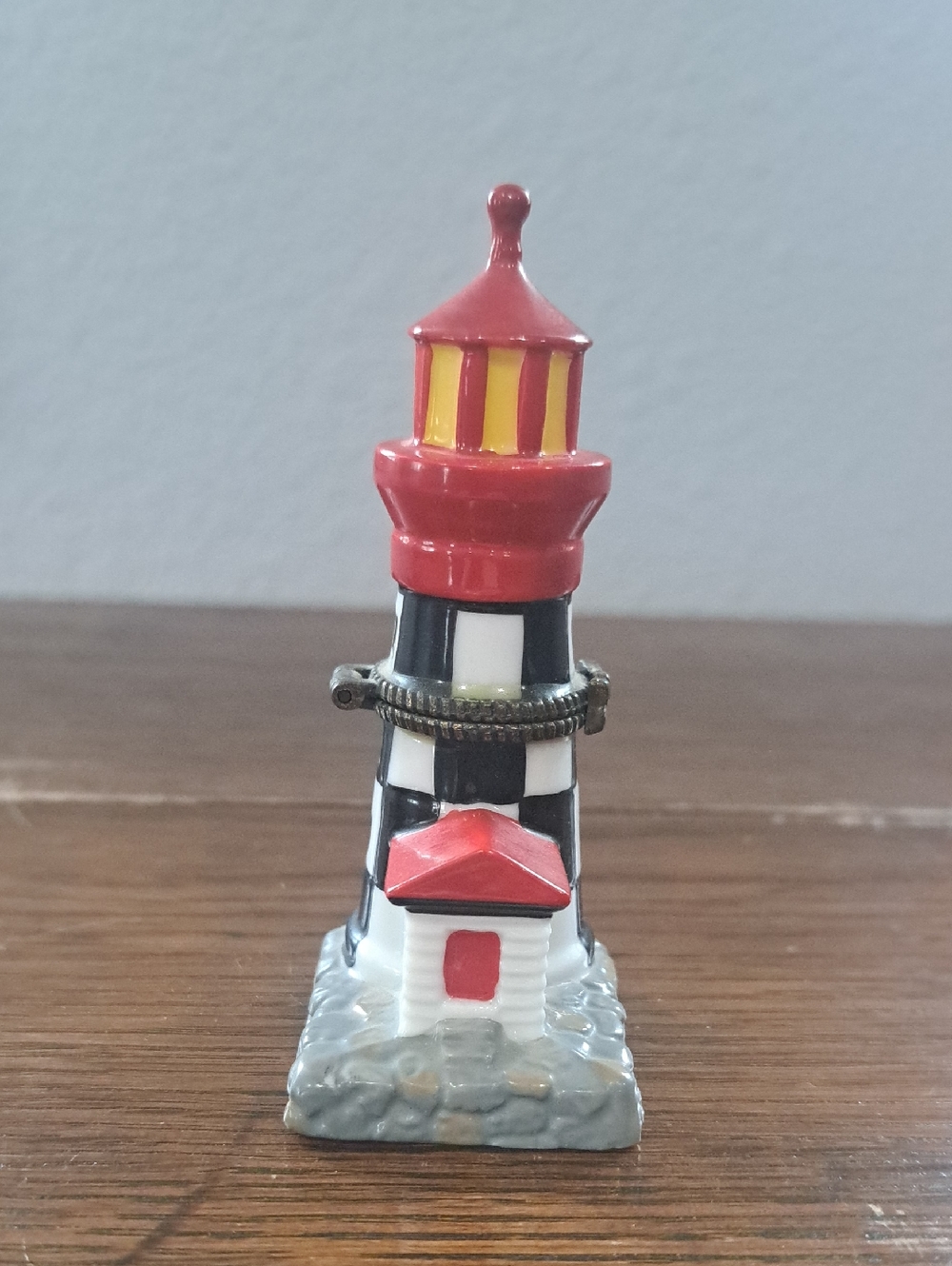 Midwest Of Cannon Falls Red & Black Lighthouse Porcelain Hinged Box